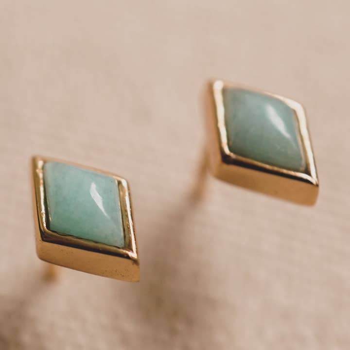 Pendientes de amazonita con diamantes para venta al por mayor de Studdedheartz