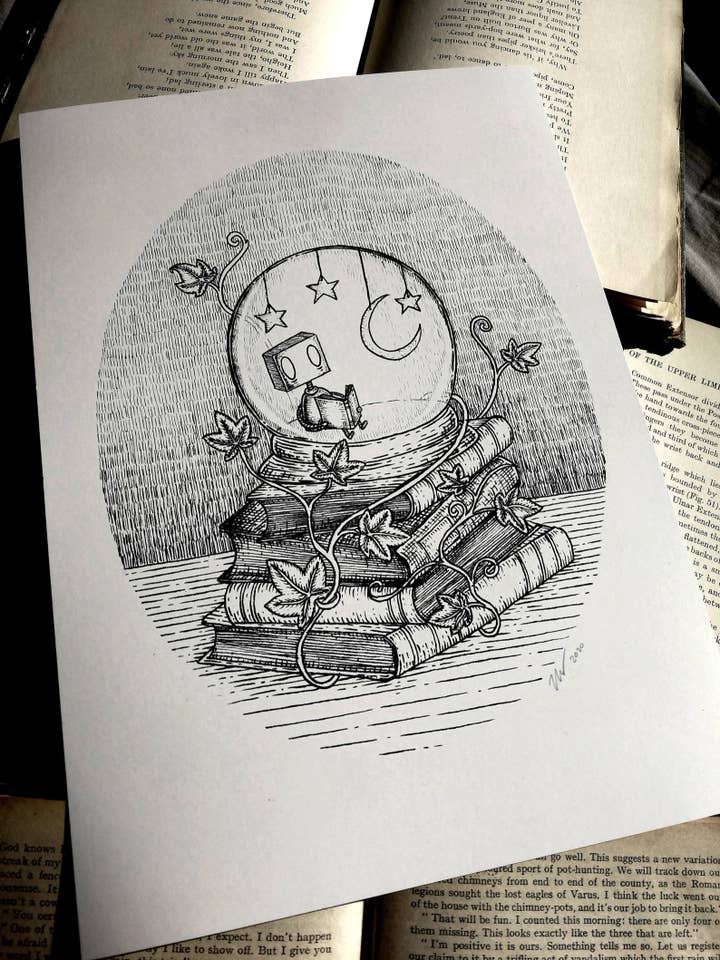 Lámina artística Solitude- Reading Robot (copia) para venta al por mayor de Jon Turner Illustration