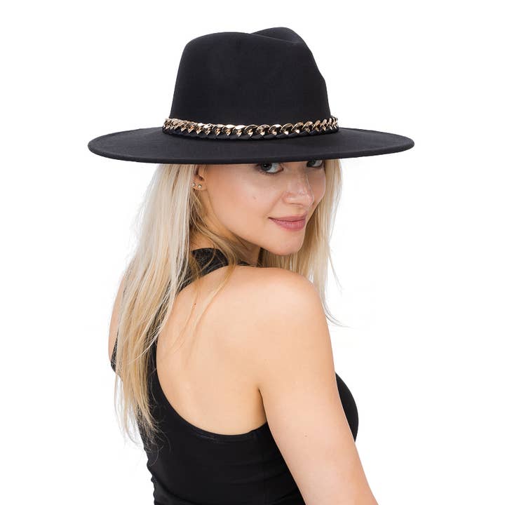 Cap Zone – Fedora - Mulher por atacado – Chapéu Monocromático Revelado Corrente Cubana Larga Feltro Chapéu