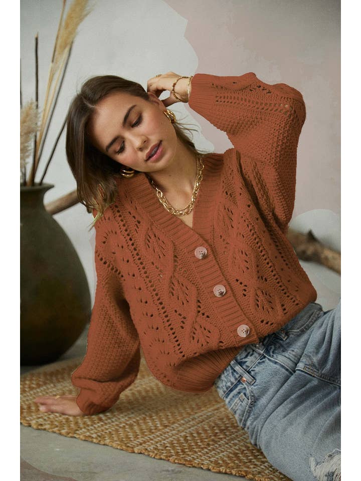 LAVENDER JW6043 Loose Three Button Cardigan for wholesale on Faire