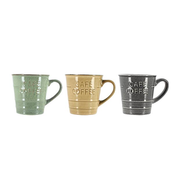 Mug coffee time 37cl in stoneware 3 assorted colors for wholesale by Novastyl