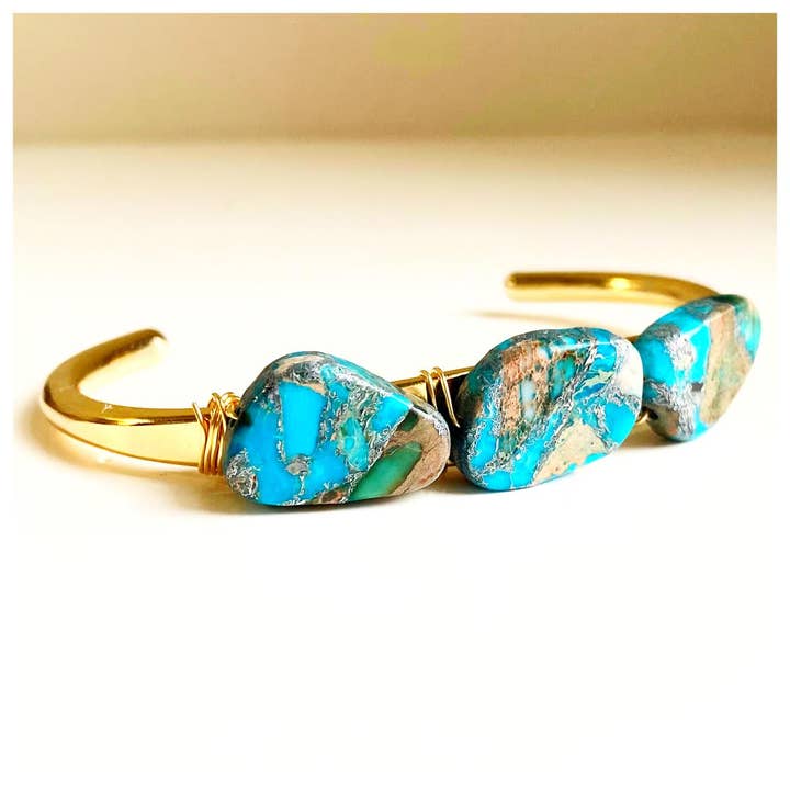 Turquoise Cuff- Multi Crystal Cuff- Crystal Bracelet Jewelry for wholesale by Etymology Jewelry