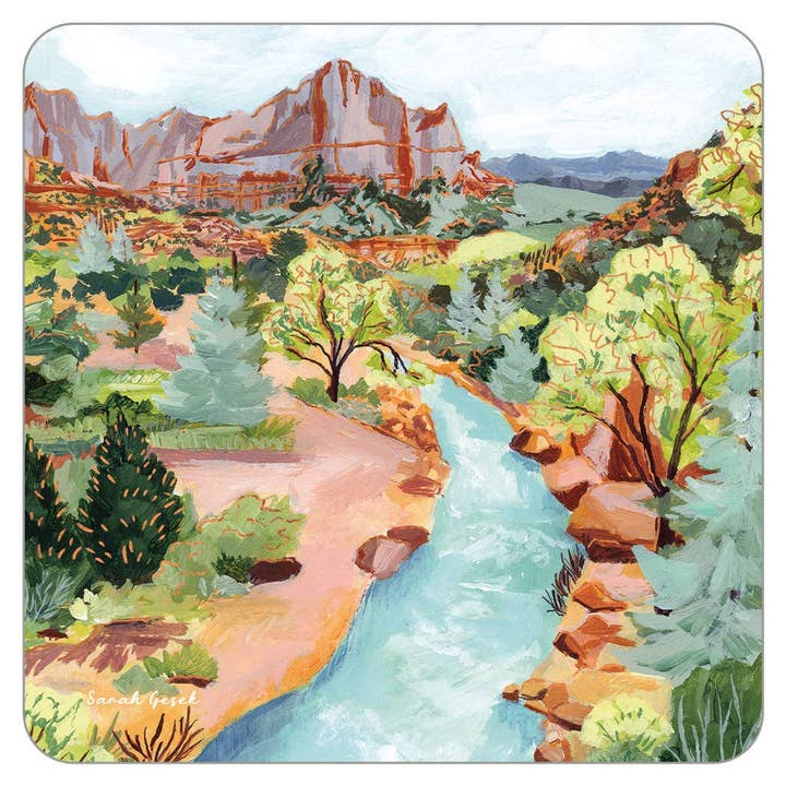 Base de Copo Quadrada com Corrente de Montanha e Folha por atacado de On The Bright Side