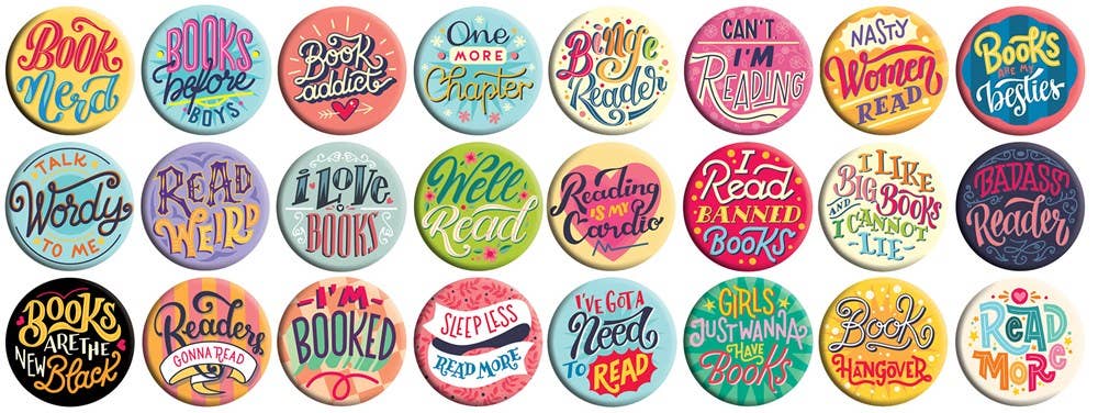 Gibbs Smith - Wholesale Lapel Pin/Button - Books Are My Besties Button Box - counter display2