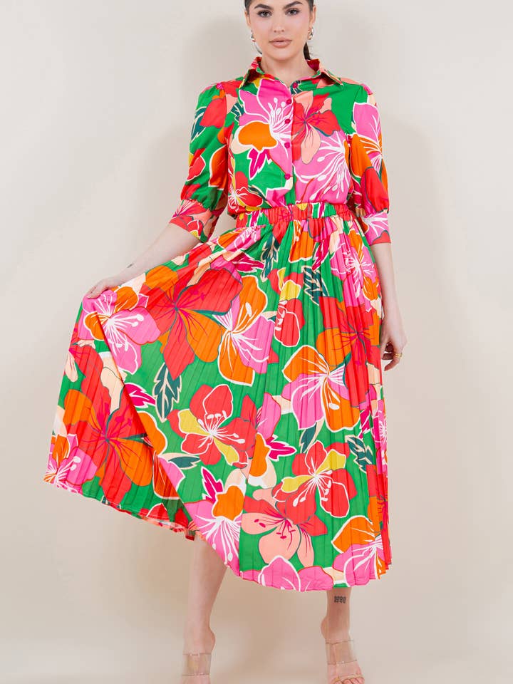 Blommig skjorta och kjol för kvinnor för wholesale av Fashion Space