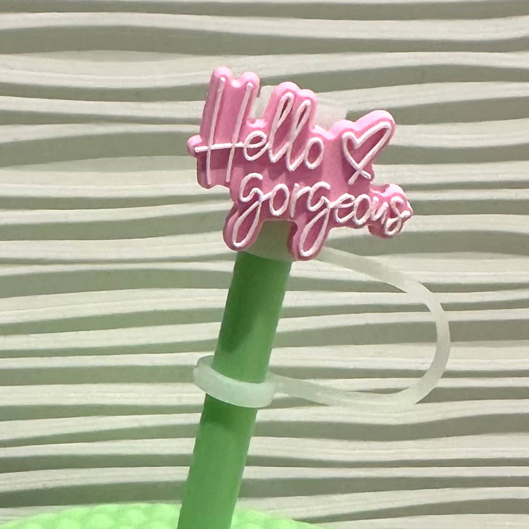 iconic mi - Wholesale Drink Topper - Straw Cover Hello Gorgeous Light Pink 7mm0