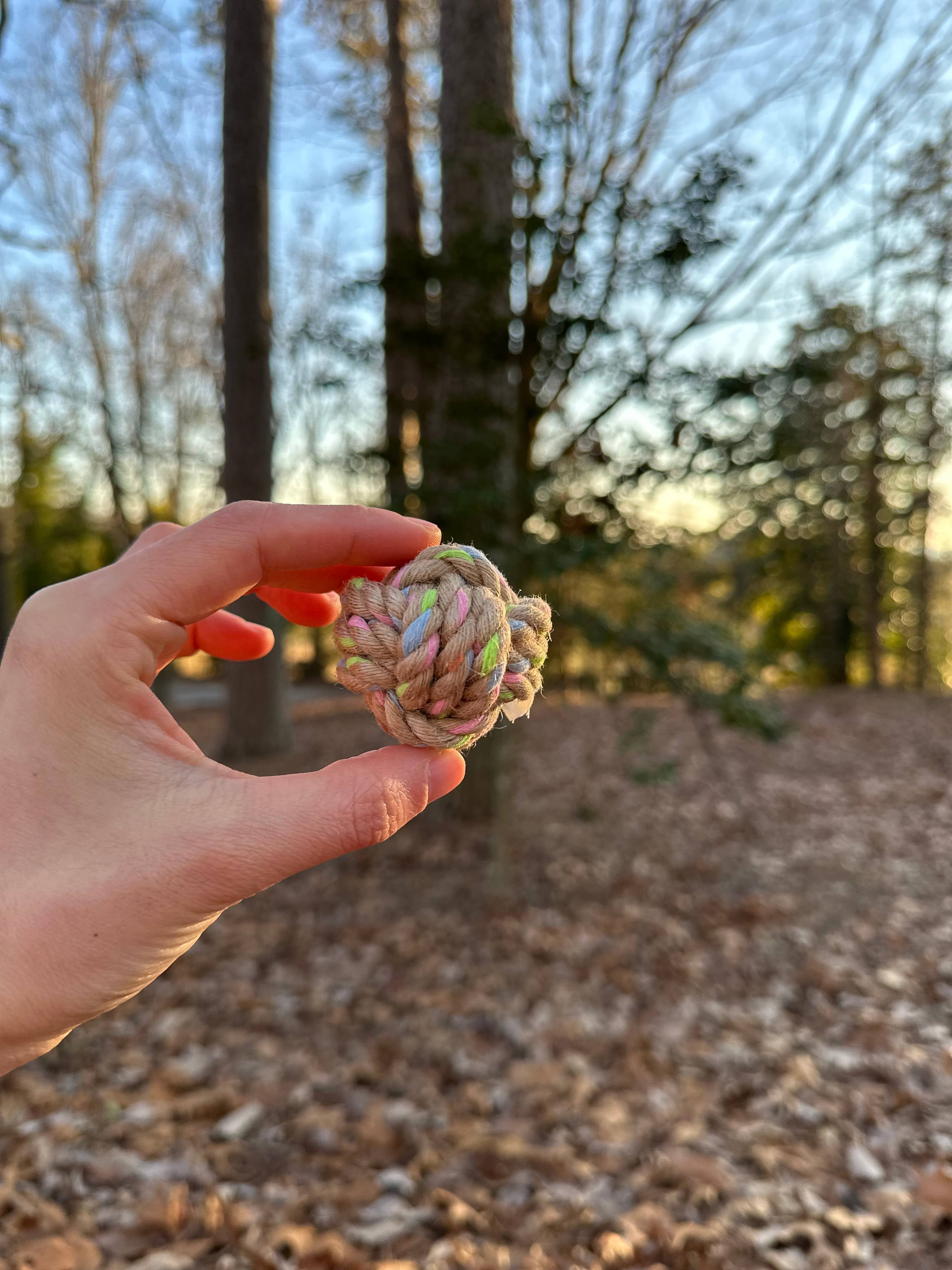 Monli Handcrafted Pet Toys - Vente Jouet en corde – chien - Petite balle en chanvre nouée pour pattes | Chanvre naturel | Coton recyclé