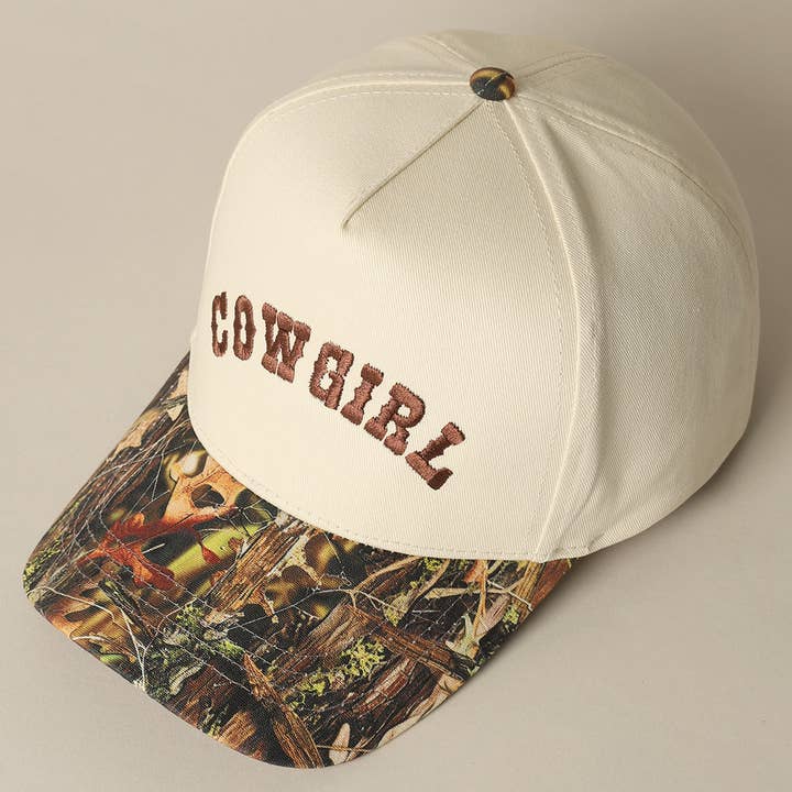 Fashion City - Wholesale Trucker Hat - Unisex - COWGIRL Lettering Embroidery Camo Two-Tone Cap5