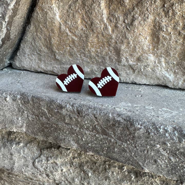 Laser & Color Designs LLC - Wholesale Stud/Post Earrings - Football Acrylic Earrings, Team Spirit, Sports Earrings