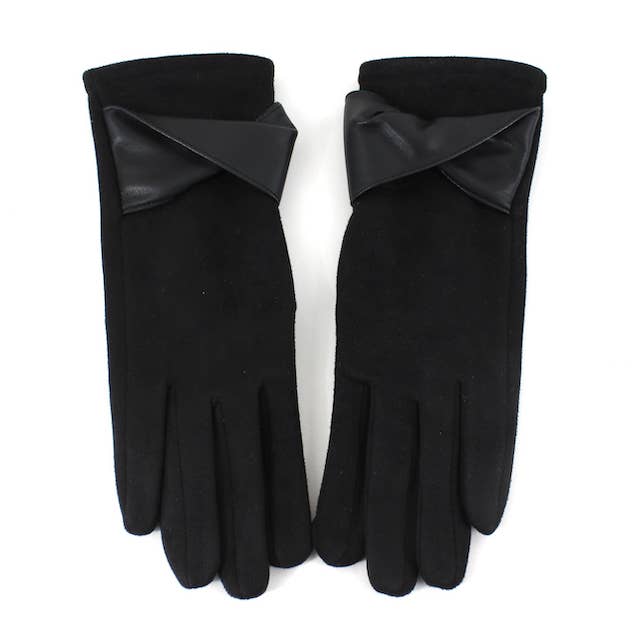 Pretty Persuasions - Wholesale Gloves - Women's - A24007 Faux Leather Trim Suede LikeGloves