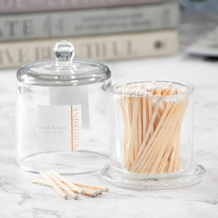 Andaluca - Wholesale Matches - Glass Jar with Lid & 120 Wooden Matches