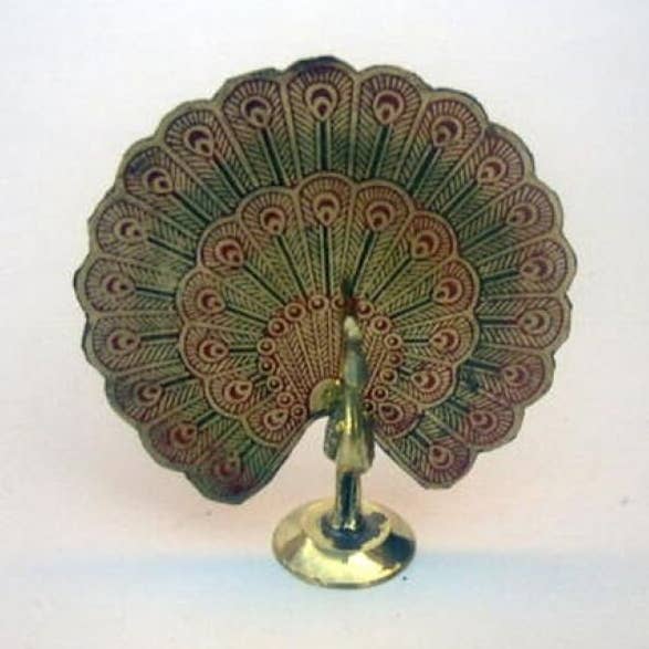 Solid Brass Realistic Peacock Figure Decorative - Authentic for wholesale by India Overseas Trading Corporation