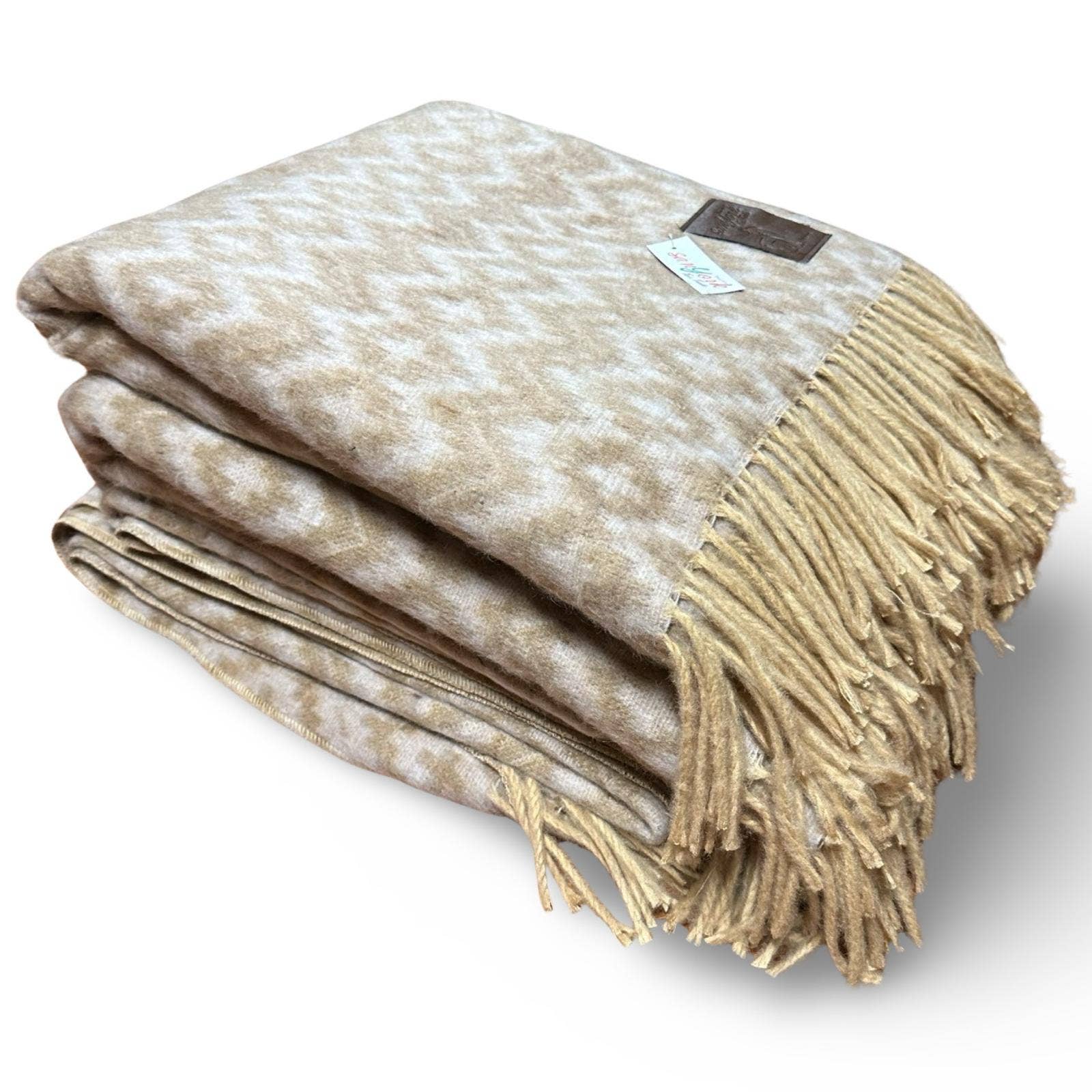 Sanyork Fair Trade – wholesale Throw blanket – Reversible Brushed Alpaca Beige Chacana Inca Cross1