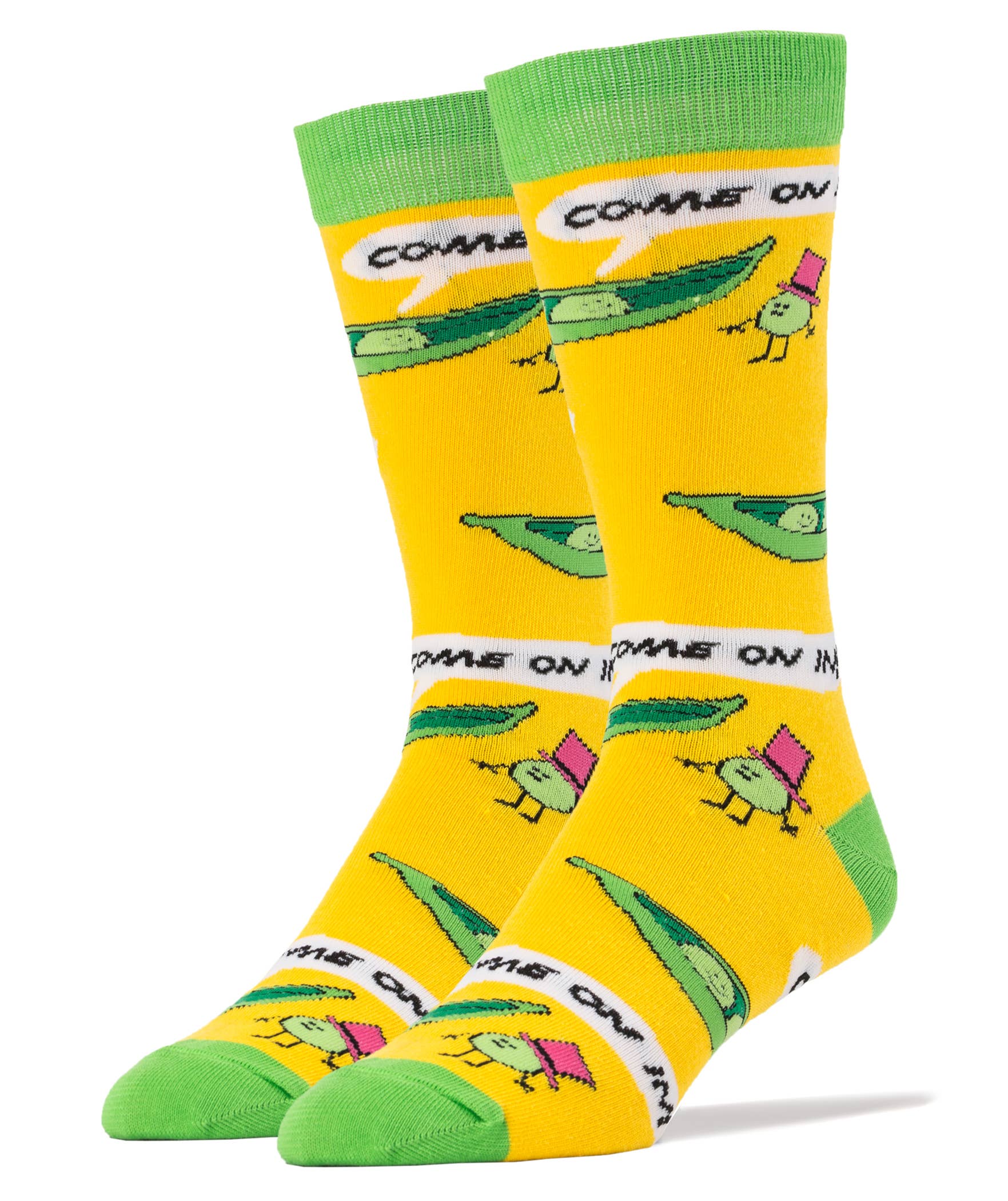 Oooh Yeah/Sock It Up/Oooh Geez Slippers - Wholesale Socks - Men's - Peas In A Pod | Men's Cotton Crew Funny Socks0