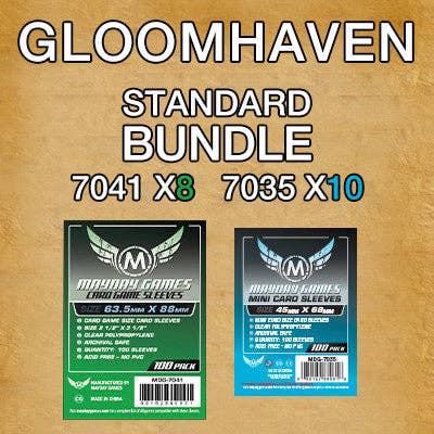 Kit de pochettes pour cartes « Gloomhaven Compatible » pour la vente par Mayday Games