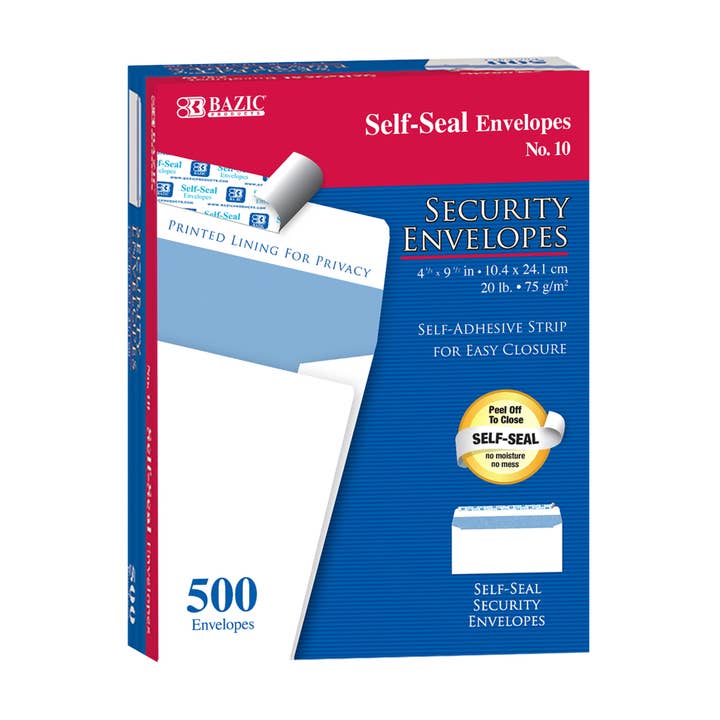 #10 Self-Seal Security Envelope (500/Pack) for wholesale by BAZIC Products