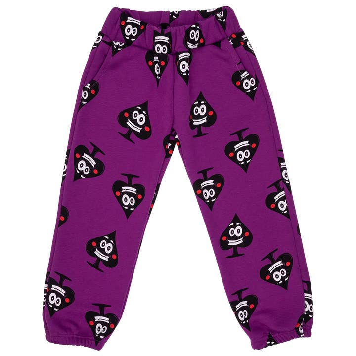 Pantalon de survêtement oversize pour enfants - As de Piques violet pour la vente par Raspberry Republic