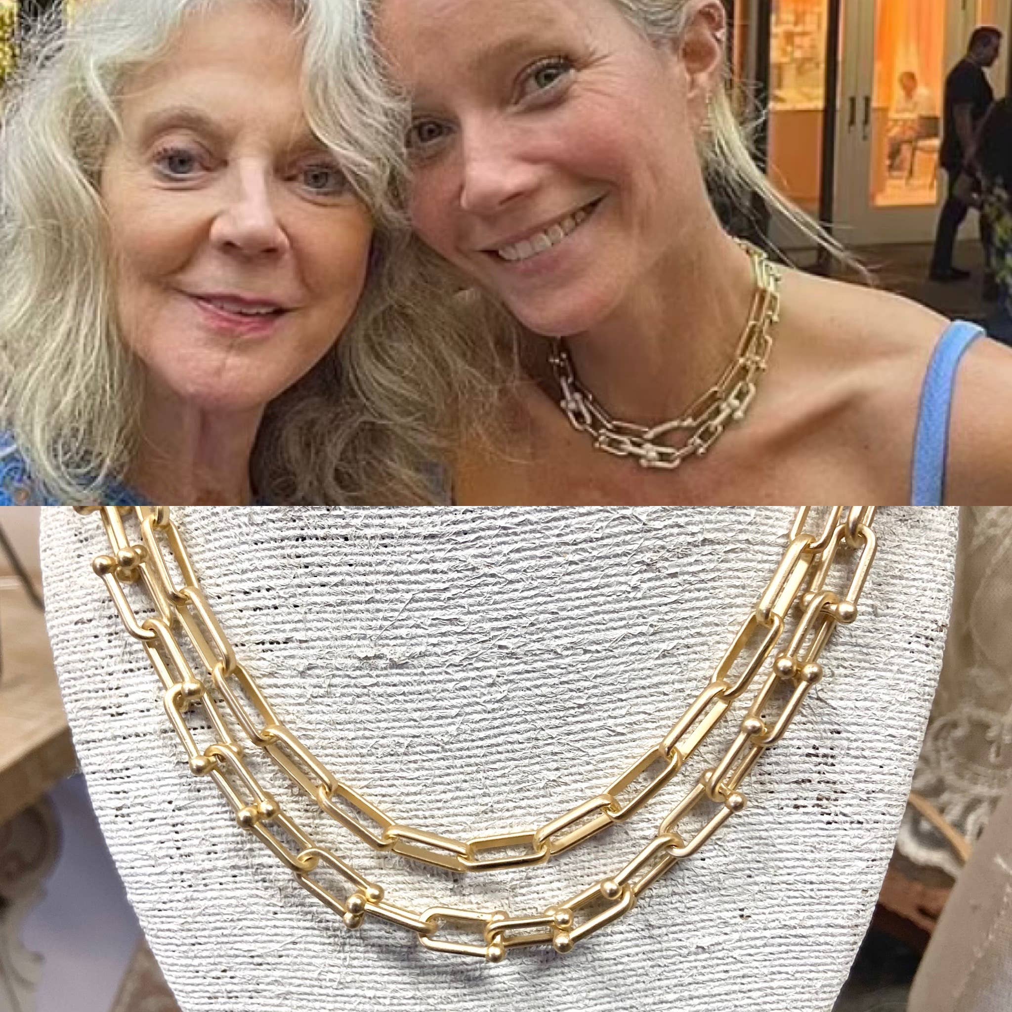 VB&CO Designs Handmade Jewelry - Venta al por mayor Collares de cadenas y eslabones - Cadena de sujetapapeles dorada mate de capas simples, boutique moderna1