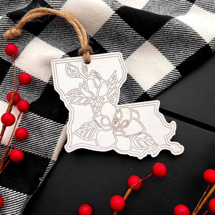 Ornamento in legno di magnolia della Louisiana per la vendita all'ingrosso da parte di RusticStrokes