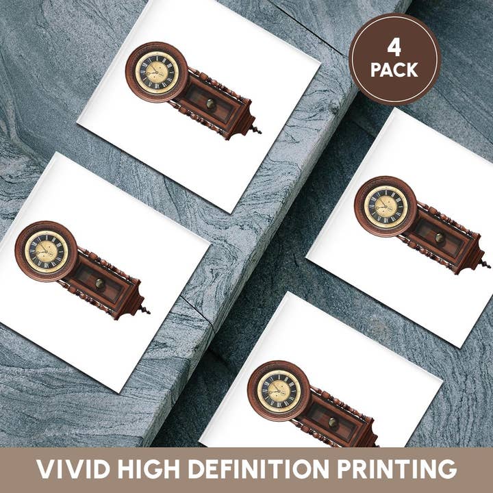 3dRose - Wholesale Coasters - 3dRose, A cherry wood antique clock in thin box form with circular clock top, Coaster5