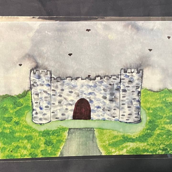 Castle 5x7 Watercolor and Acrylic Art Print for wholesale by The Jack Dabbler