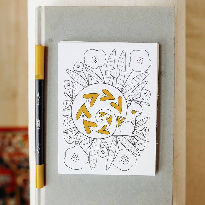 oh, little wren – wholesale Postcard set – Woodland Coloring Postcards | Set of 14 Illustrated Art Card5