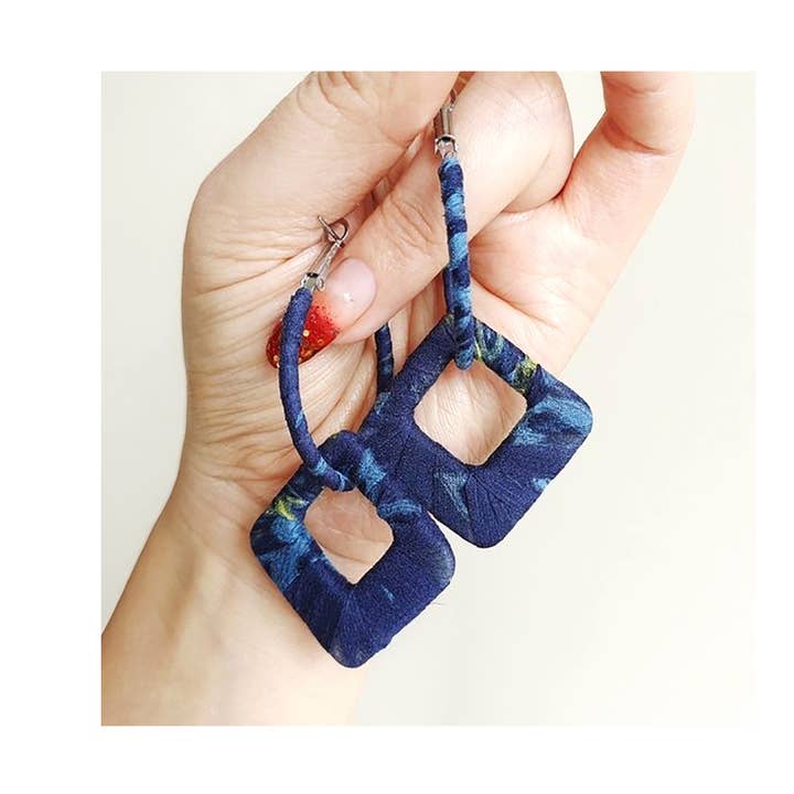 Bohemian Dangle Earrings Handmade of Upcycled Silk for wholesale by Aprilis Creations