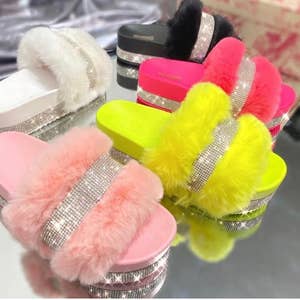 Furry top slippers wholesale