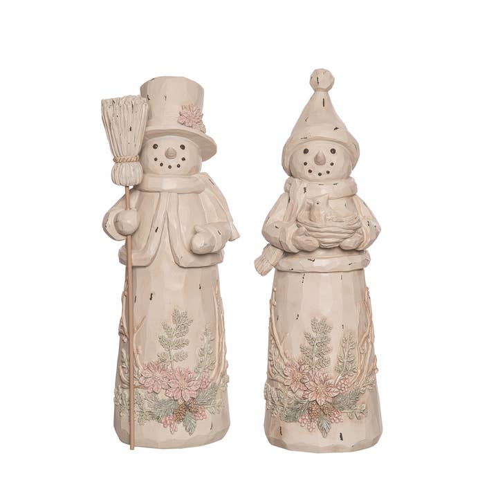 Transpac - Wholesale Decorative Figurine - Christmas Resin Rustic Snowman Figurine Set 2