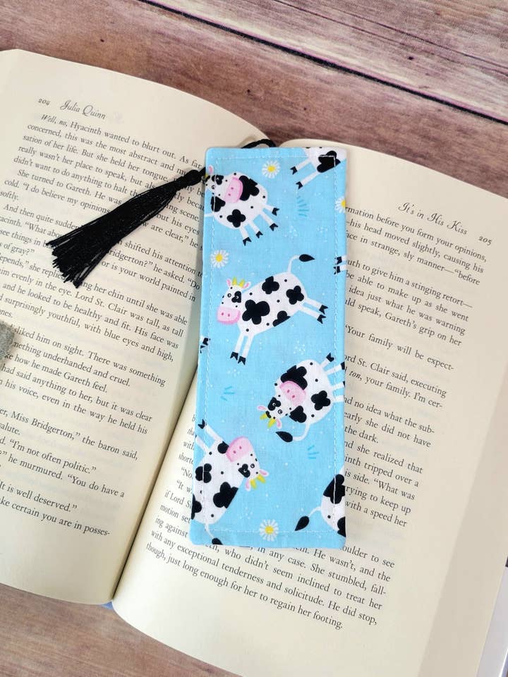 Cows Fabric Bookmark with Tassel | Cow Bookmarks for wholesale by Burpie Bibs Boutique