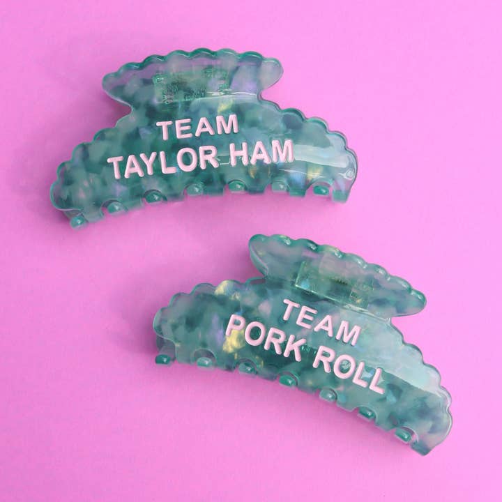 Pork Roll vs. Taylor Ham Claw Clip for wholesale by Maker Megan