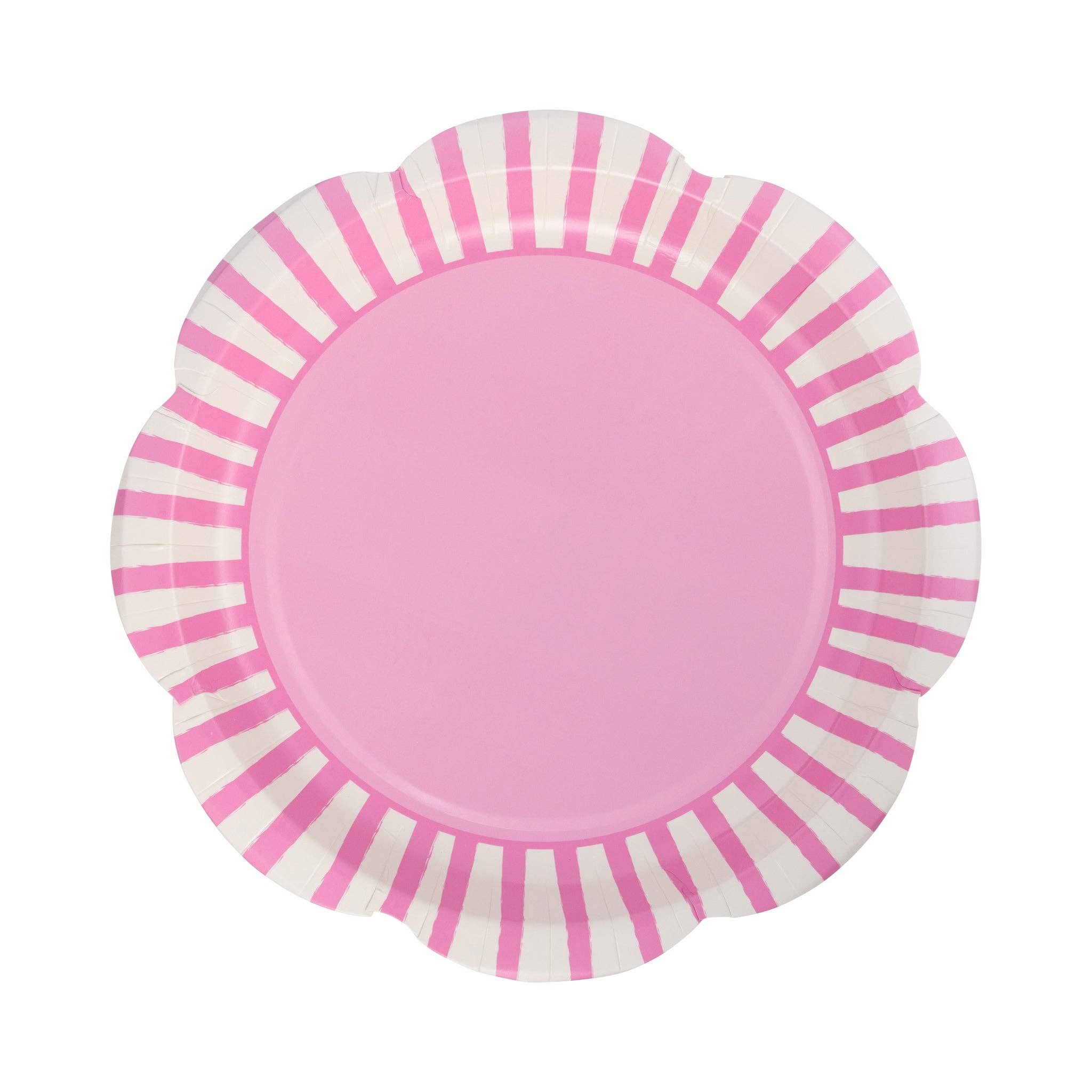 My Mind’s Eye – wholesale Disposable plate – PAR1118 - Fuchsia Striped Scallops 9" Plate0