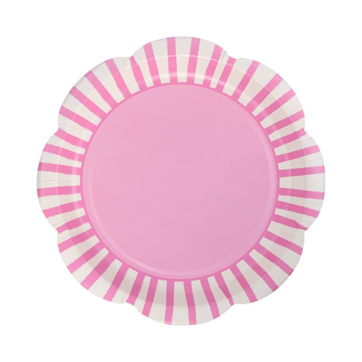PAR1118 - Fuchsia Striped Scallops 9" Plate for wholesale by My Mind’s Eye