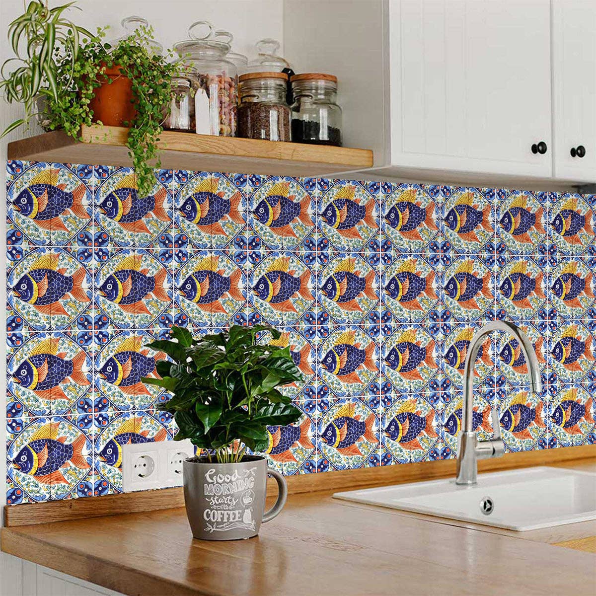 Mi Alma LLC – wholesale Wall tile – Vintage Rustic Fish Colorful Peel And Stick Tile Stickers for bathroom makeover Model - L292