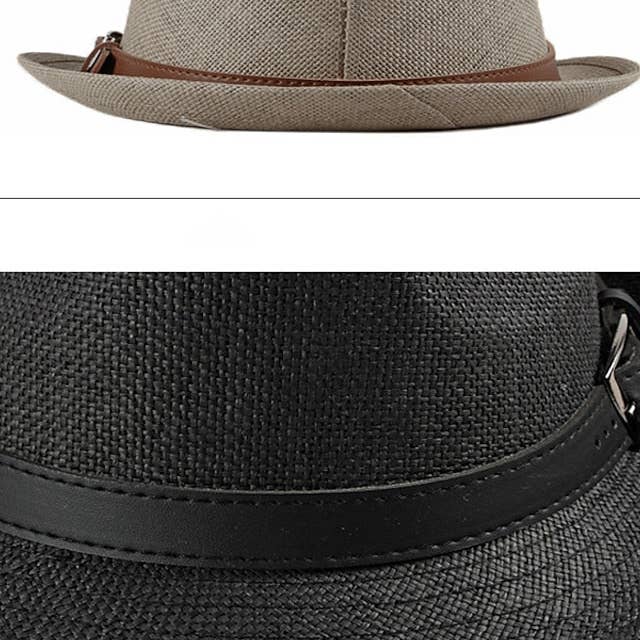 Ecovear - Wholesale Straw Hat - Men's - Men's Kentucky Derby Hat Straw Hat Sun Hat Panama Hat Fedora Trilby Hat Black White Straw Braided Simple 1920s Fashion Holiday Street Dailywear Weekend Pure Color Portable Comfort Breathable Fashion3