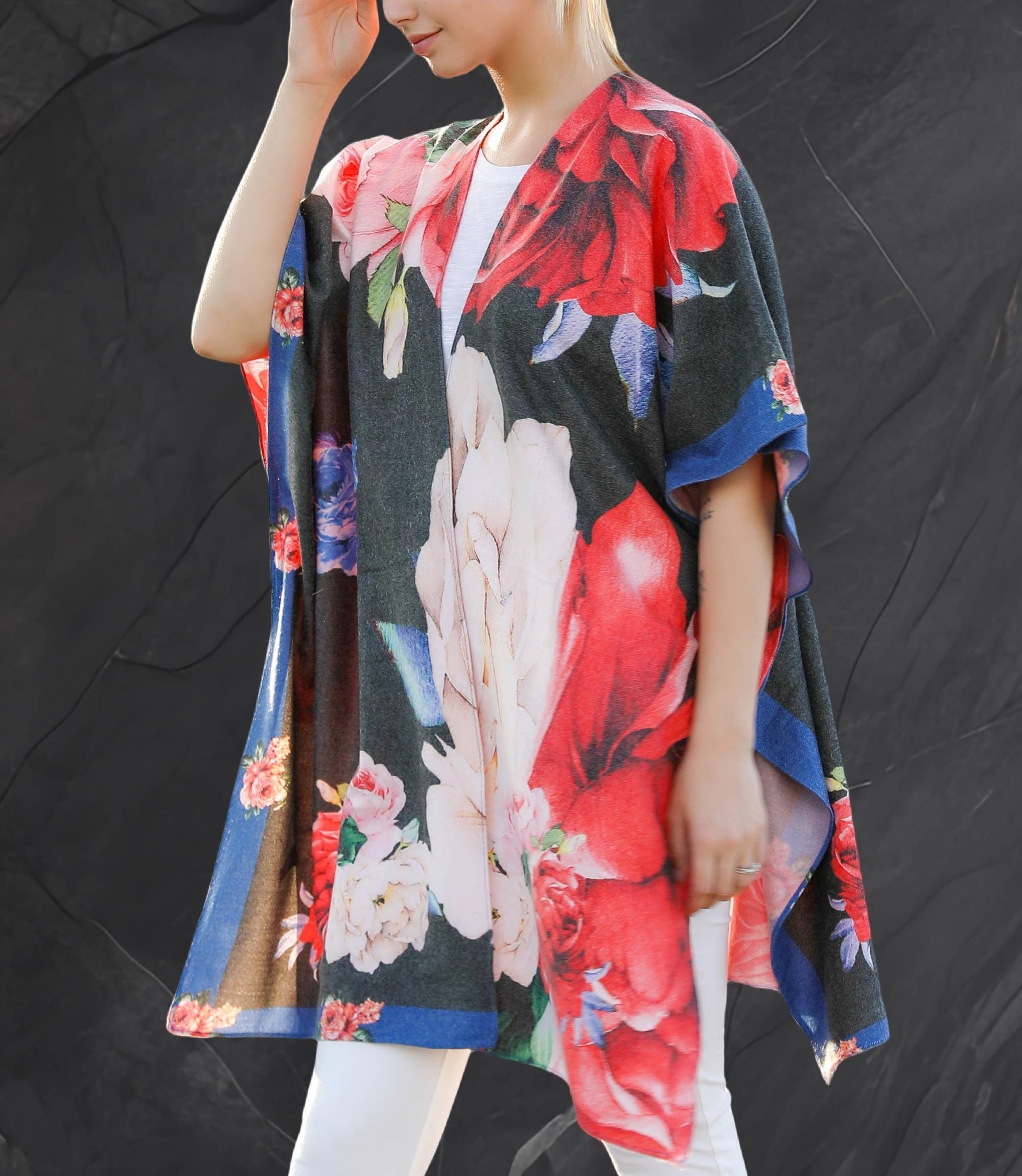 JC Sunny Fashion - Vendita all'ingrosso Cardigan - Donna - Speciale settimanale in misto cashmere Peony Autunno/Inverno Thick Ruana 1