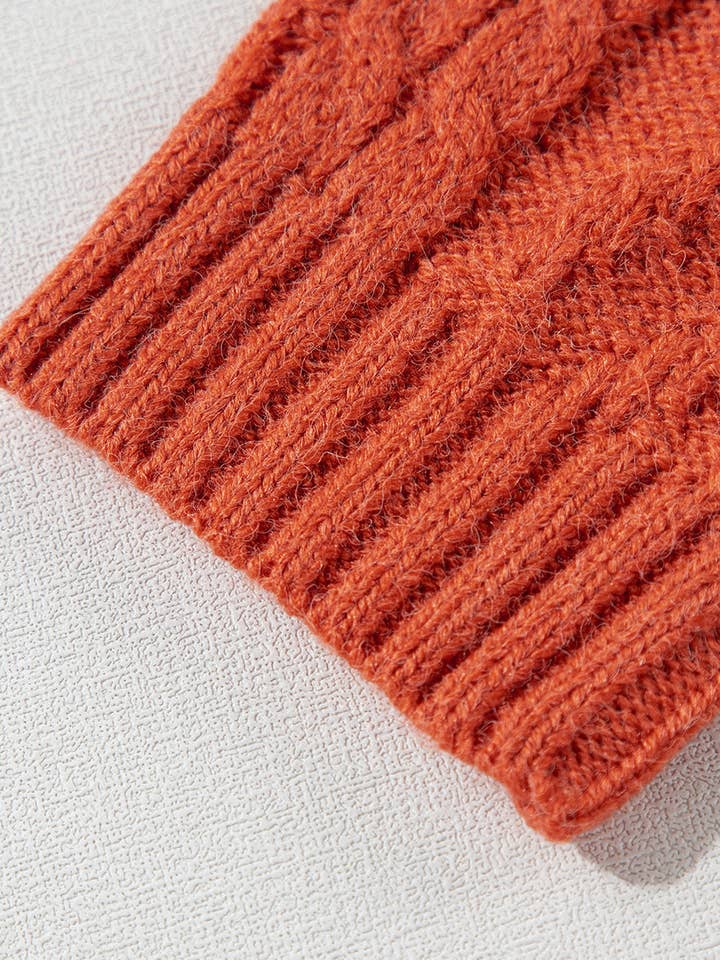 Suhkasana - Wholesale Knit Sweater - Women's - Colorblock Cable Knit Sweater with Pocket & Drop Shoulder9