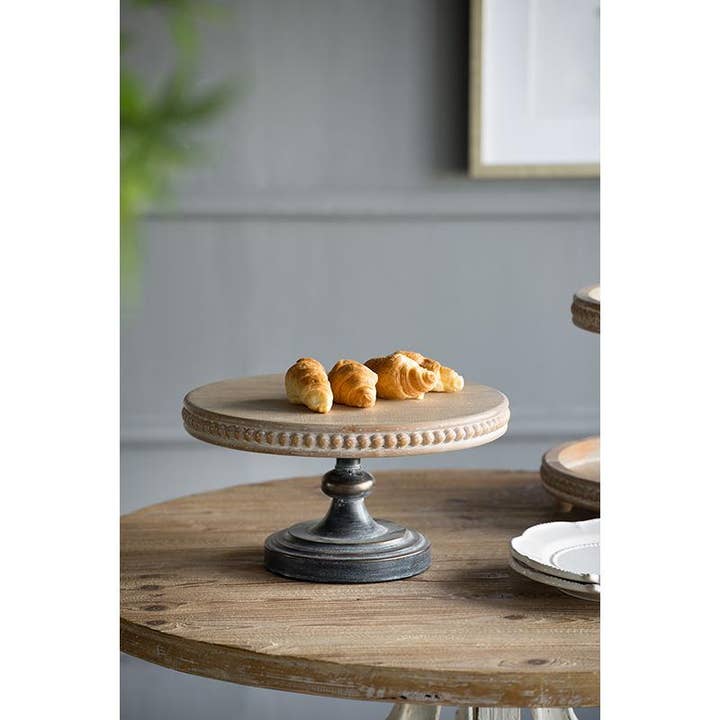 D14x7.5" Black & Brown Wooden Display Stand w/ Beaded Trim for wholesale by A&B Home Group Inc.