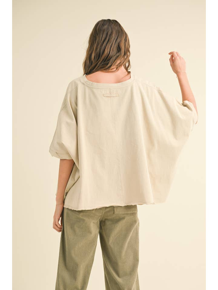 MIOU MUSE - Wholesale Blouse - Women's - T3736 BYE AND WASH OVERSIZED TOP2