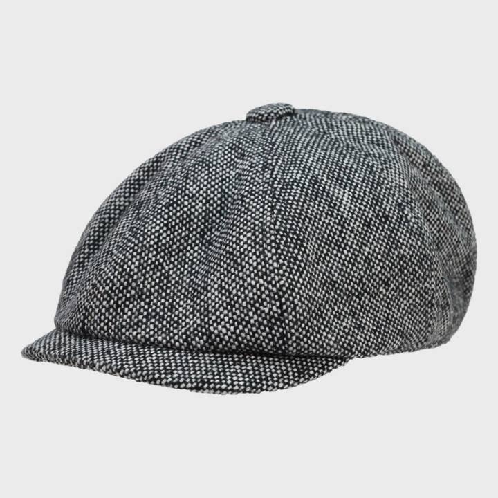 8-Panel Marl Tweed Flat Cap - Grey for wholesale by Sophos