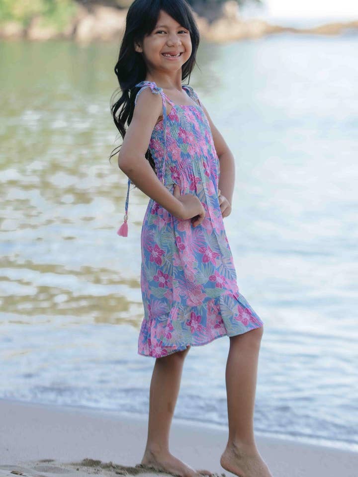Tropics Cornflower Kids Surfs Up Dress for wholesale on Faire2