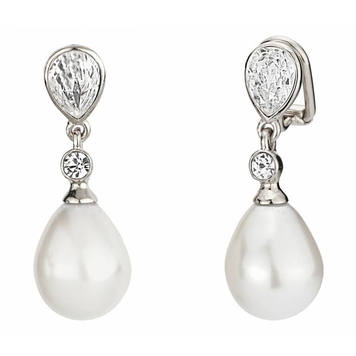 Traveller Boucles d'oreilles clip pendants - platiné - 12x14 pour la vente par Hollander Jewels B.V.