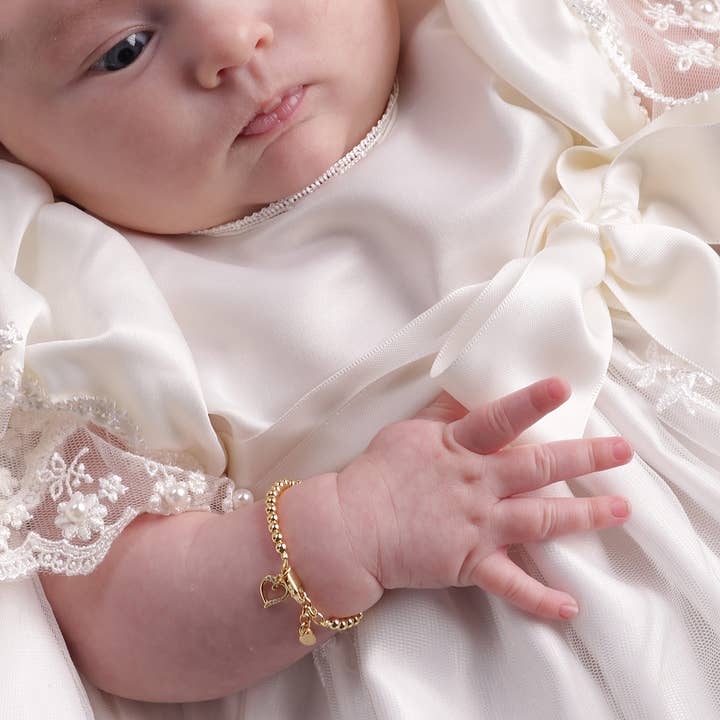 Cherished Moments – Engroshandel Perlearmbånd – Børn – Piger 14K forgyldt Baby armbånd w/hjerte børn smykker