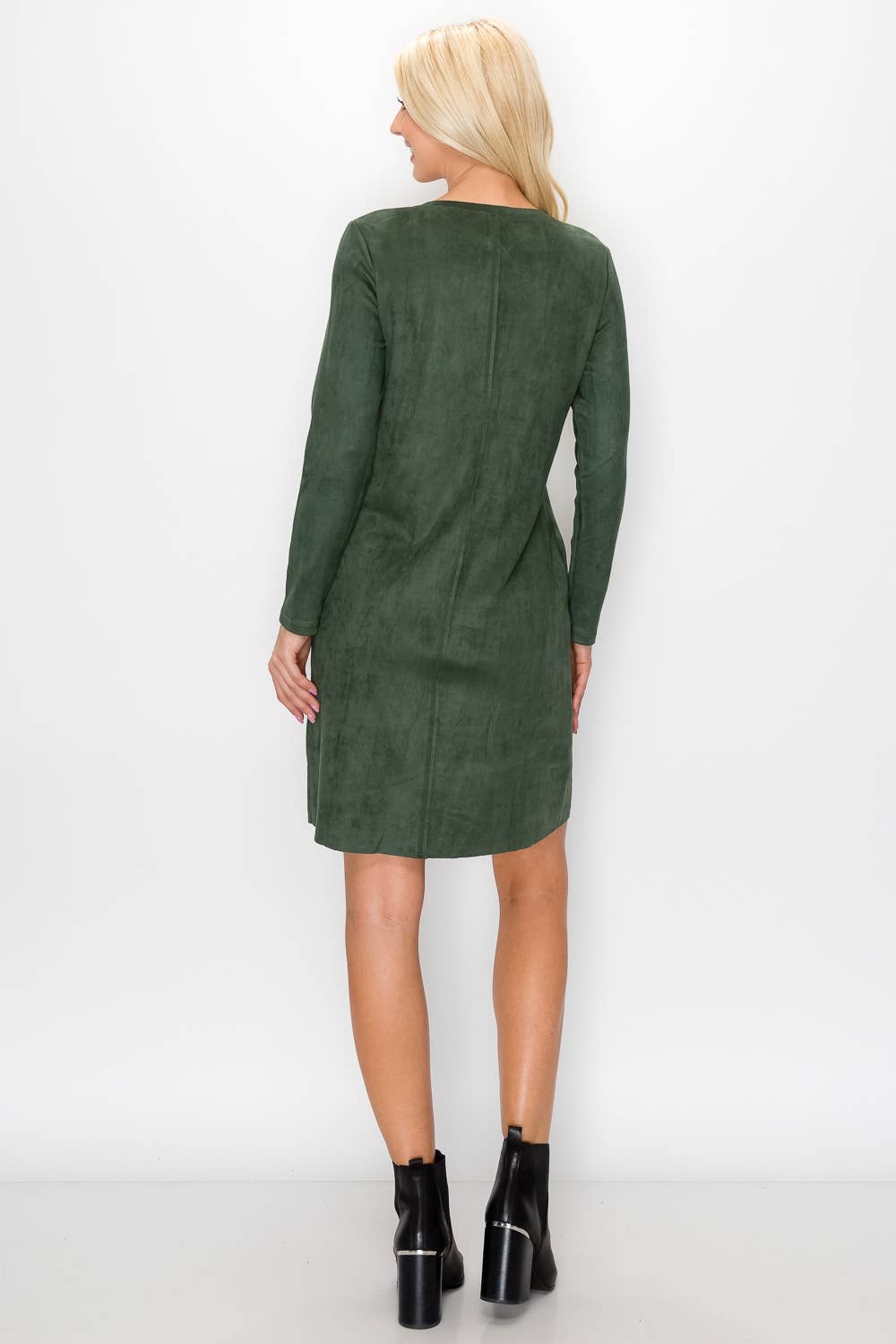 Joh Apparel – Vestido - Mulher por atacado – Vestido Aurora Stretch Camurça com Decote em V SEM Bolsos16