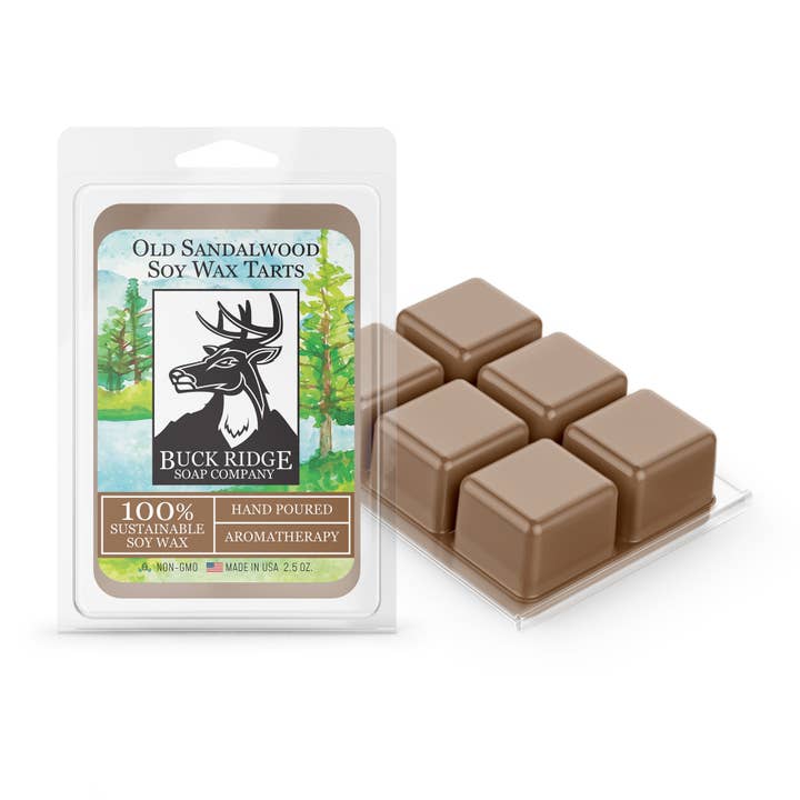 Old Sandalwood Scented Wax Melts for wholesale by Buck Ridge Soap Company