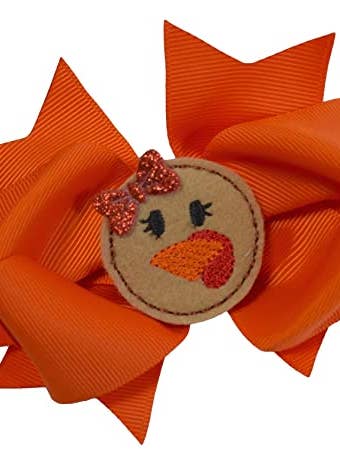Lazo para el pelo de grogrén para niñas de 4.5 pulgadas, cara de pavo para venta al por mayor de Funny Girl Designs