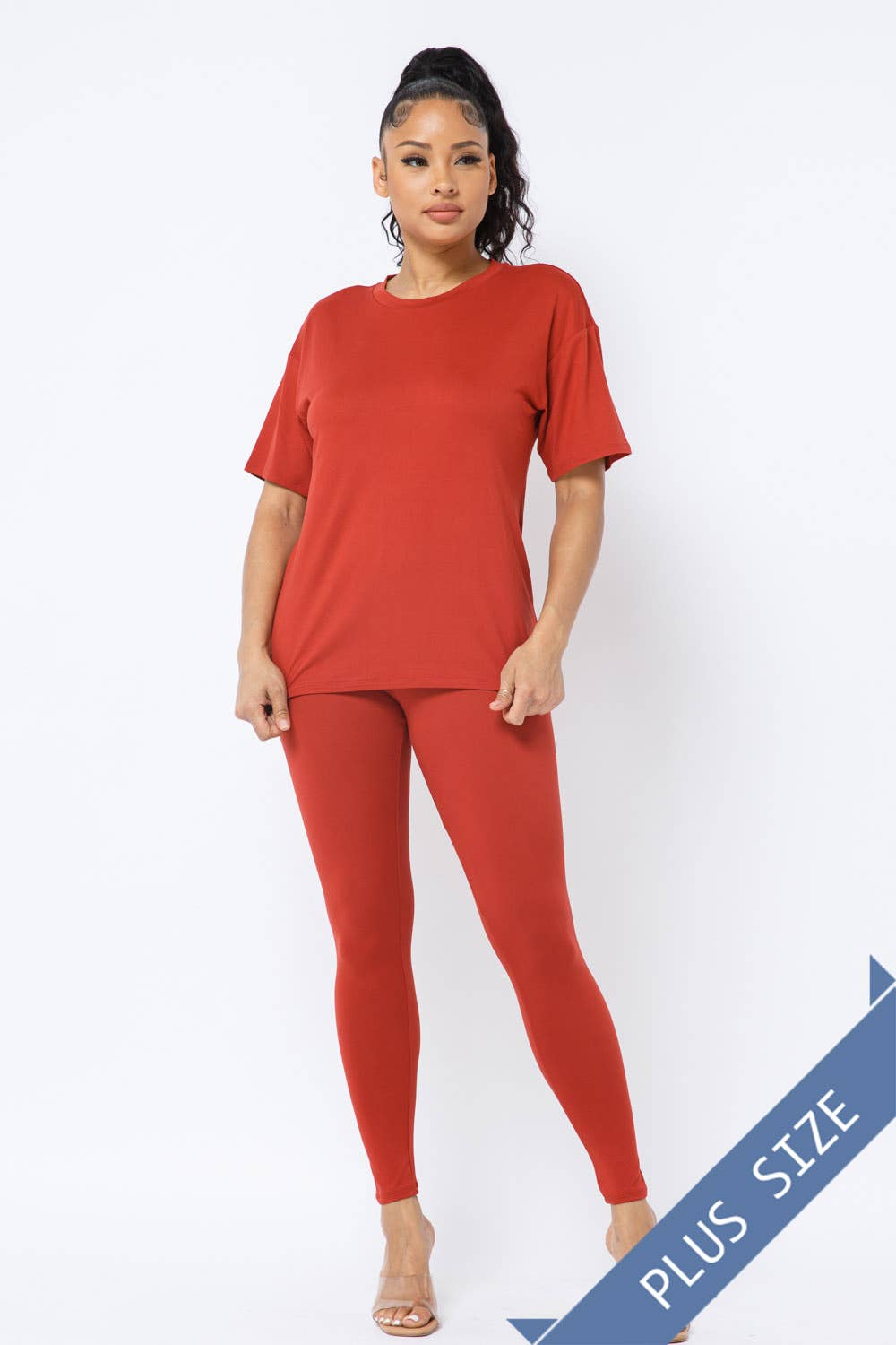 Julia by LoveJ - Wholesale Top & Pant Set (NOT Loungewear) - Women's - Plus Size Brushed Dty Round Neck Top Leggings Set20