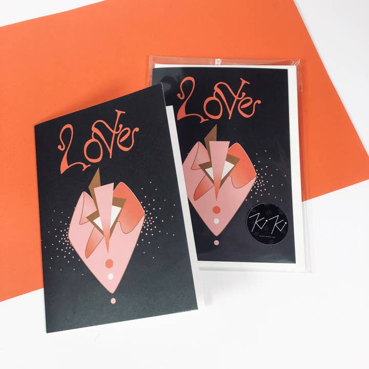 Greeting card - Love Heart - Ornate Black for wholesale by Kiki Gunn