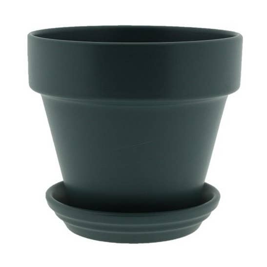 Urbann pot & saucer matt petrol L for wholesale by Ceramics Limburg