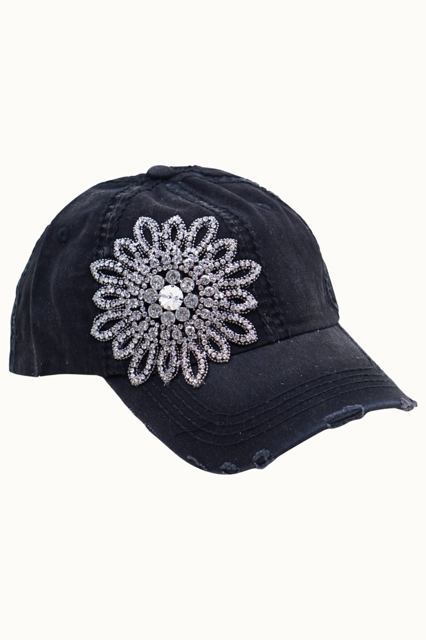 Olive & Pique - Wholesale Baseball Cap - Women's - Sunflower Bejeweled Glitz Cap, Adjustable